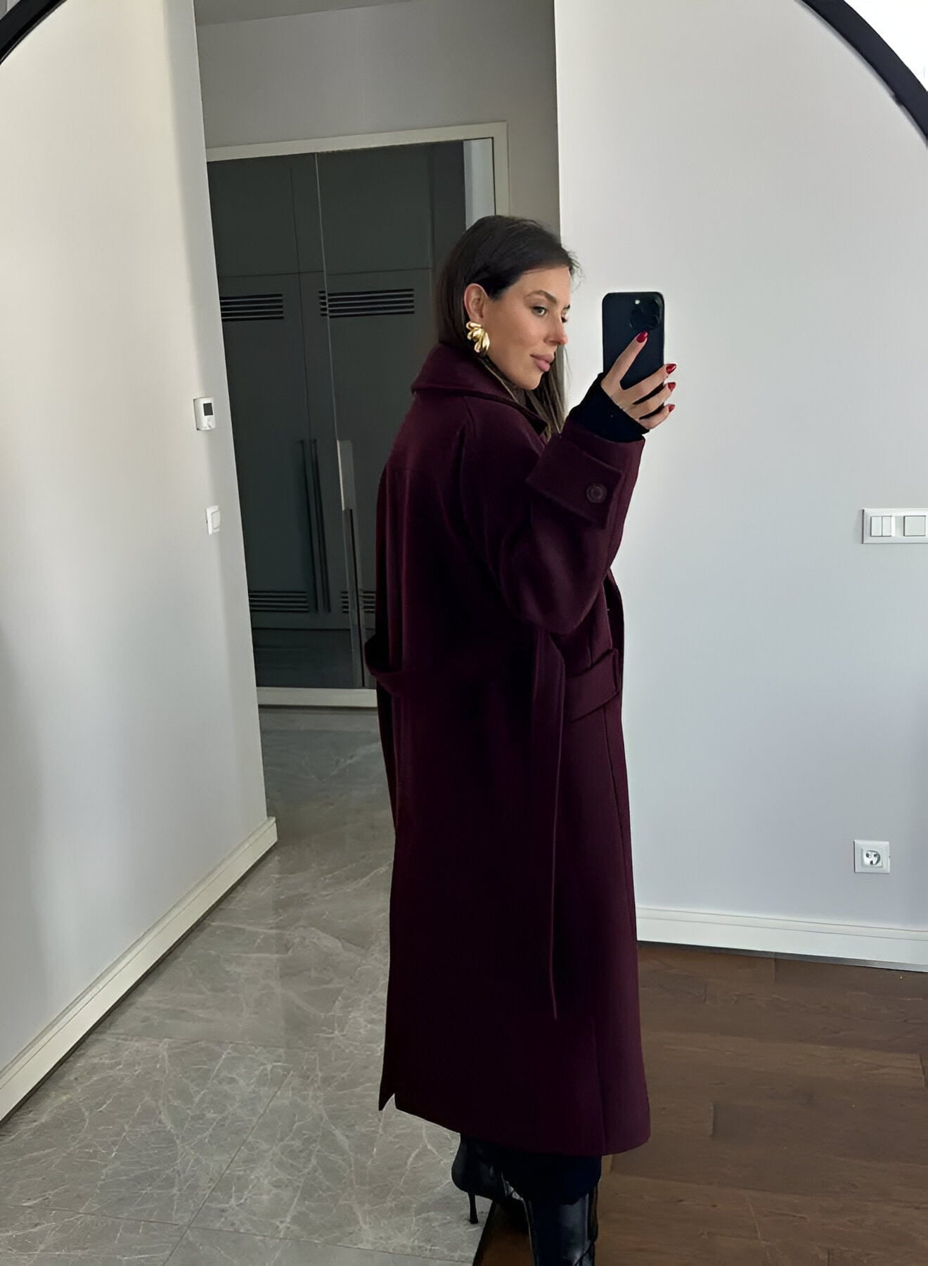 WW | Elegant & warm long cut jacket with belt Autumn-Winter