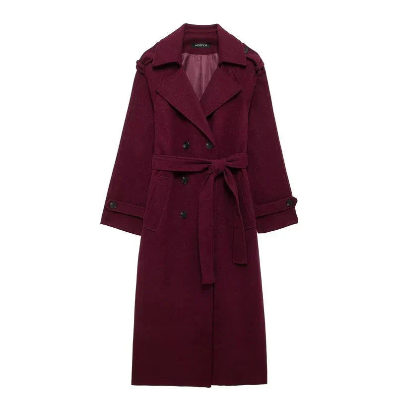 WW | Elegant & warm long cut jacket with belt Autumn-Winter