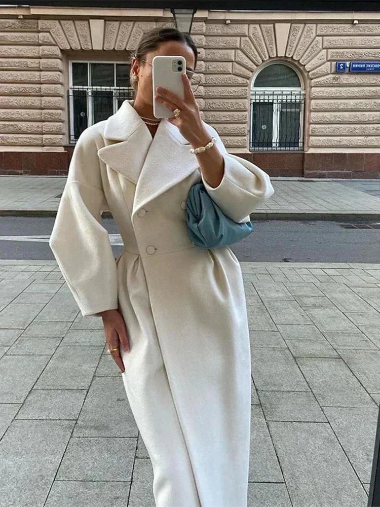 WW | Elegant Long Coat with Belt Chic Warmth and Sophistication