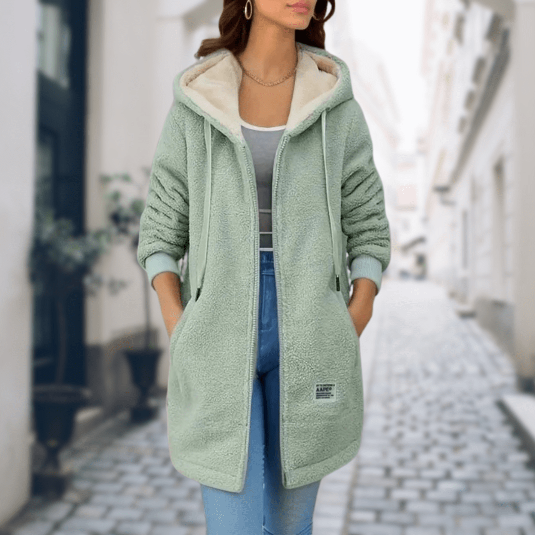 WW | Weicher & warmer Kapuzenfleece-Mantel Lässiger Stil