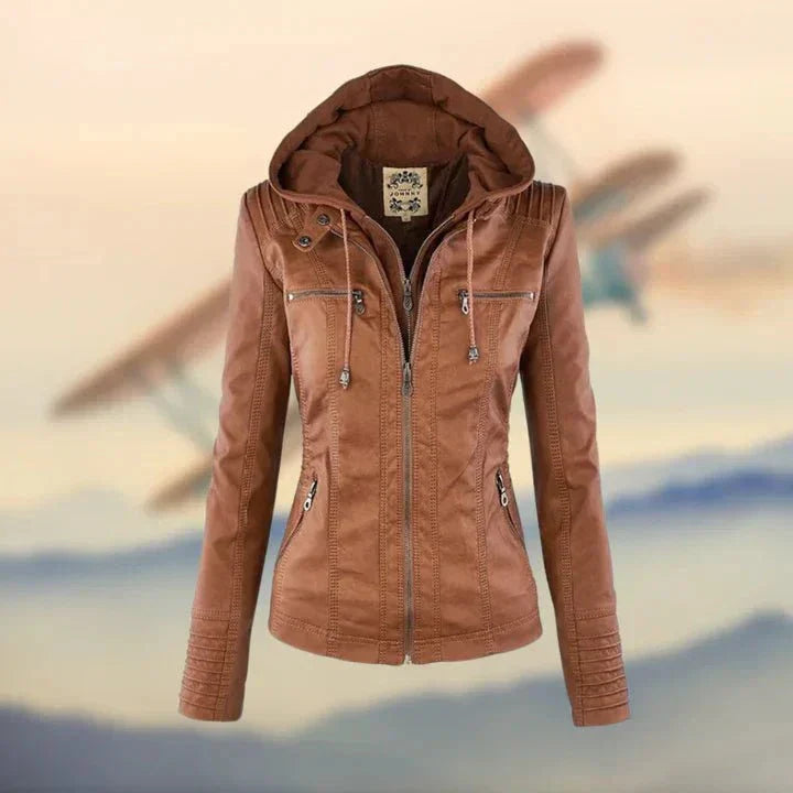 WW | Vintage-Eleganz und Charakter Kunstleder Fliegerjacke