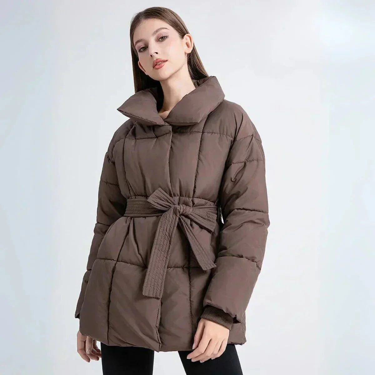 WW | Fitted Winter Down Jacket with High Collar Warm and Elegant