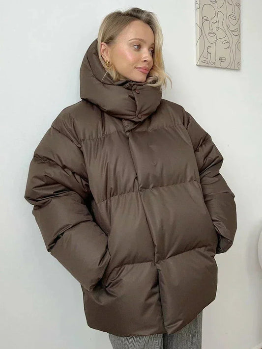 WW | Oversized Down Jacket with Hood Comfortable Warm and Trendy