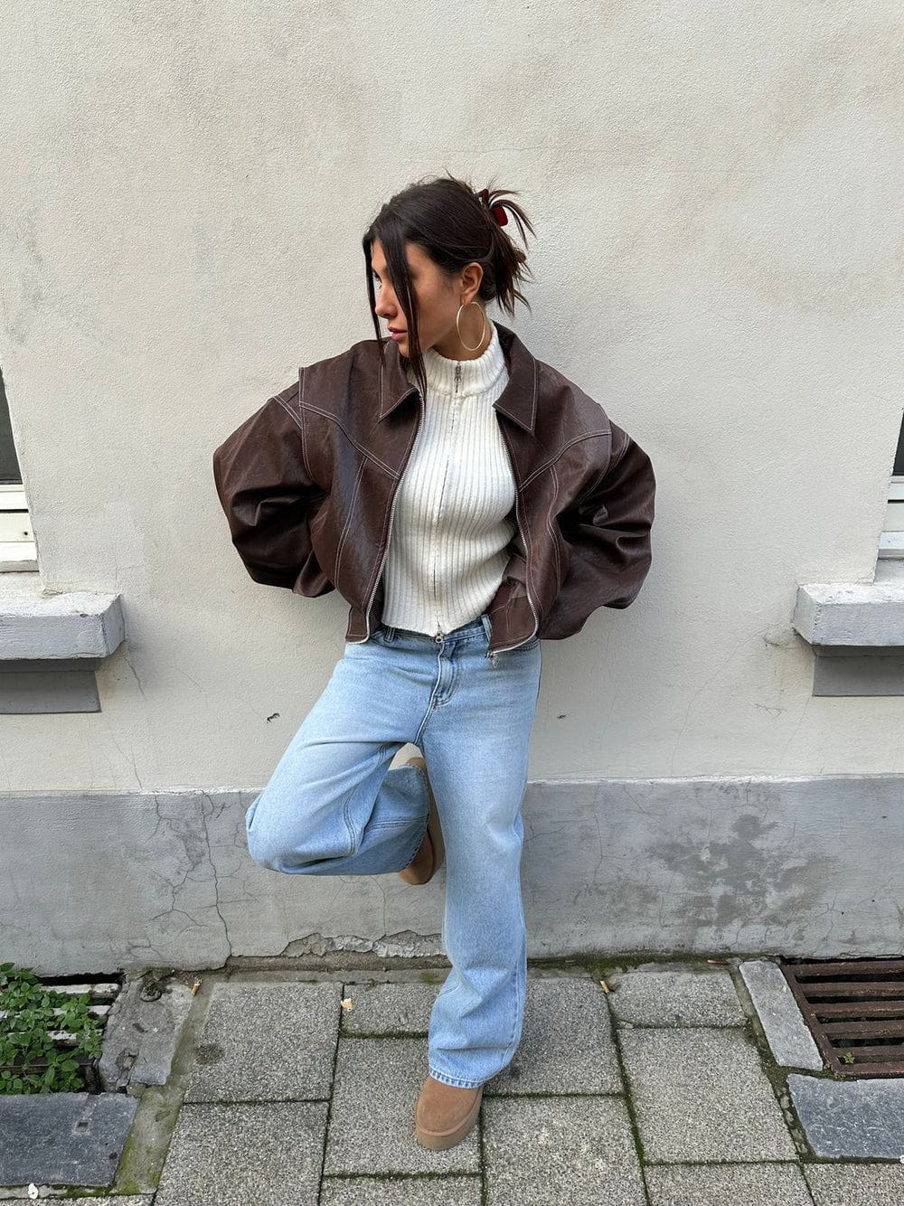WW | Oversized Women's Faux Leather Jacket & Urban Style Trend Look