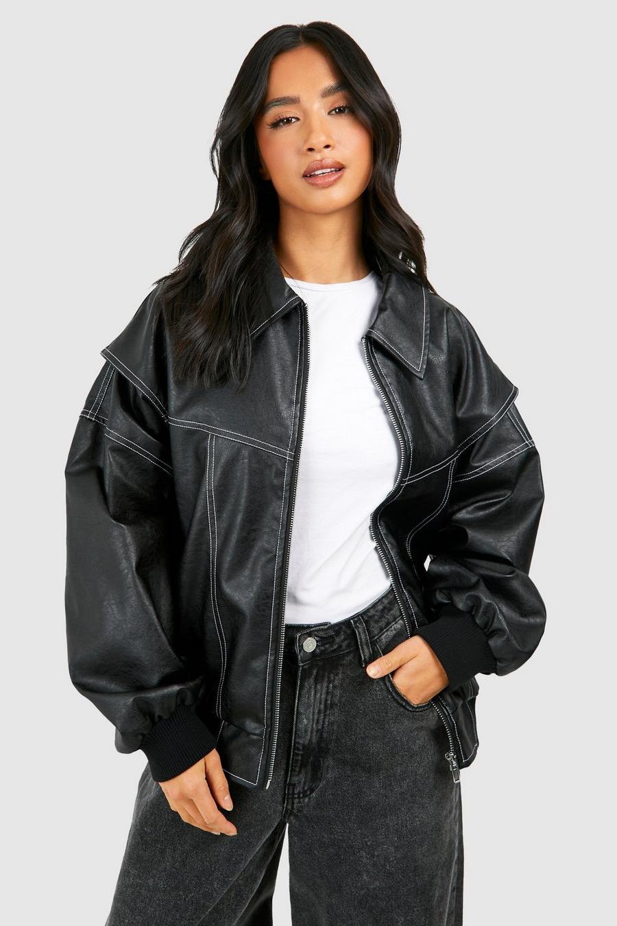 WW | Oversized Faux Leather Blouson in Streetwear Style with Courage