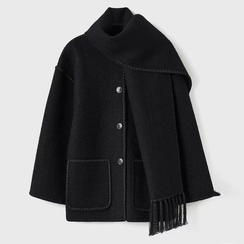 WW | Coat Cape with Integrated Scarf Elegance Warmth and Comfort
