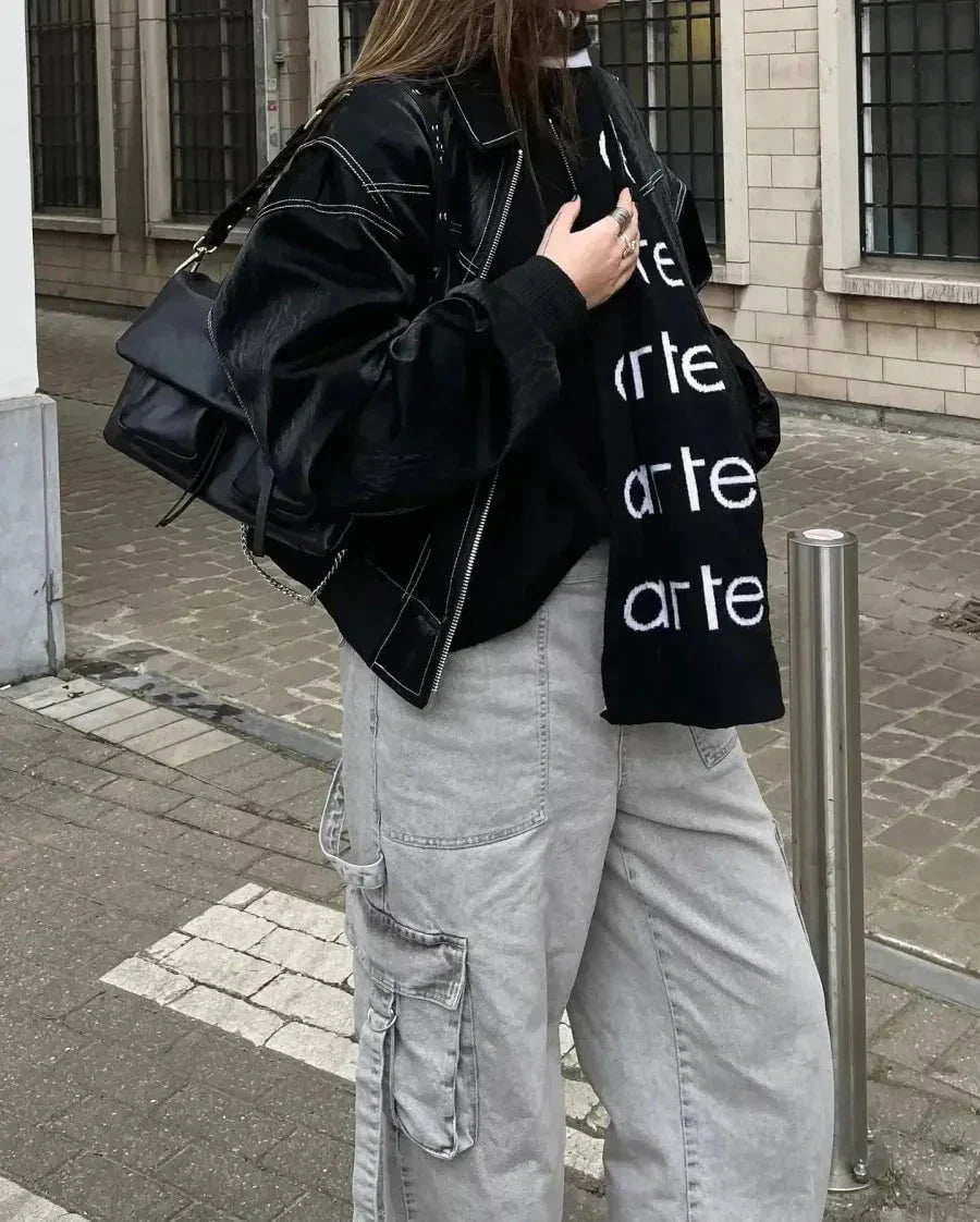 WW | Oversized Women's Faux Leather Jacket & Urban Style Trend Look