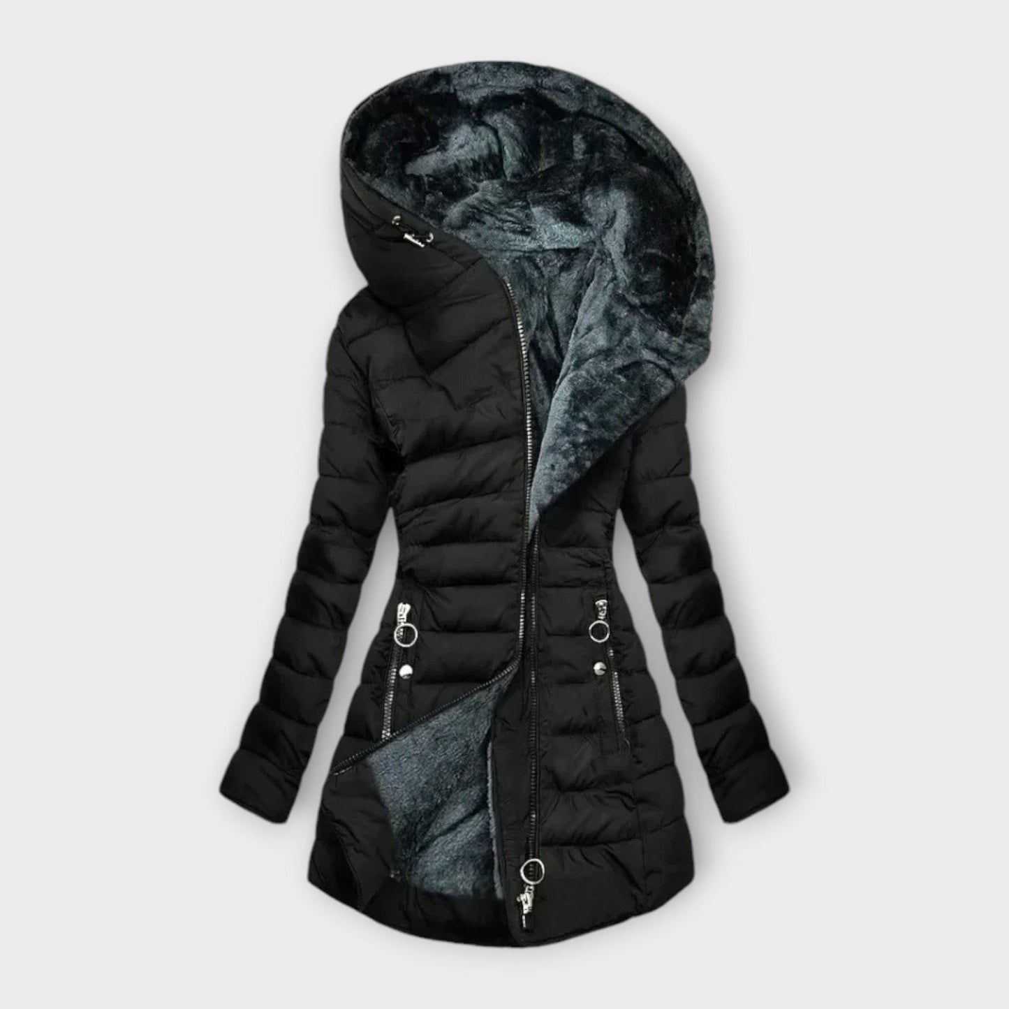 WW | Lange Daunenjacke mit Ultra-warmer & Eleganter Fellfütterung Bequem im Winter