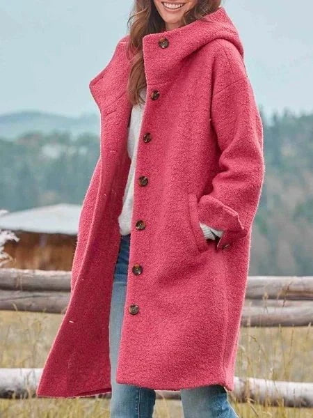 WW | Elegant & warm long boucle wool coat in a casual chic style