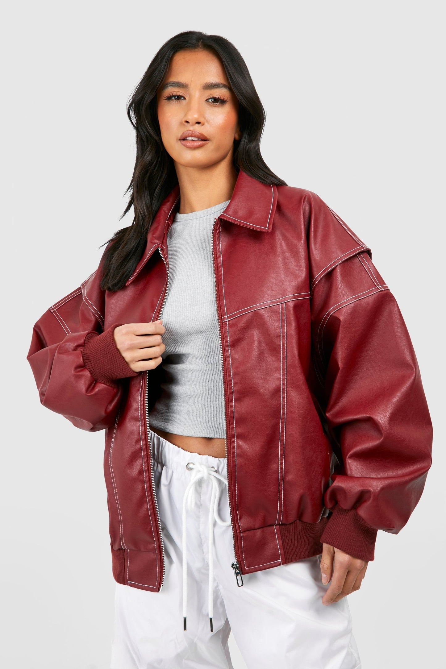 WW | Oversized Blouson aus Kunstleder im Streetwear-Stil und Mut