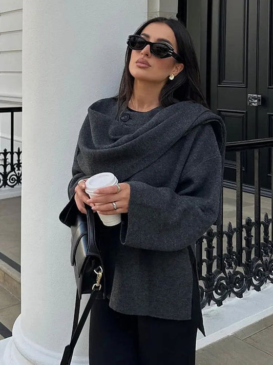WW | Eleganter Drapierter Mantel Oversize Chic und Zeitlos