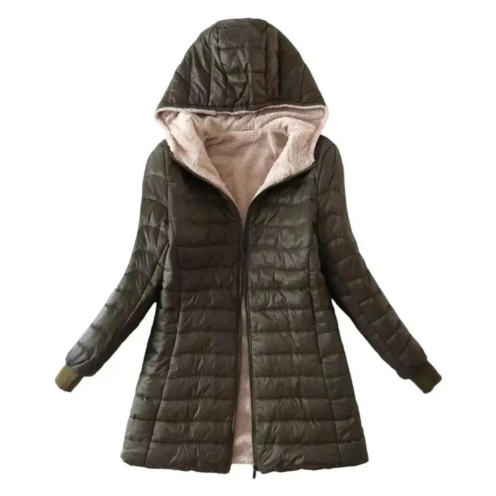 WW | Long Quilted Hooded Jacket, Lined, Winter Warmth and Comfort