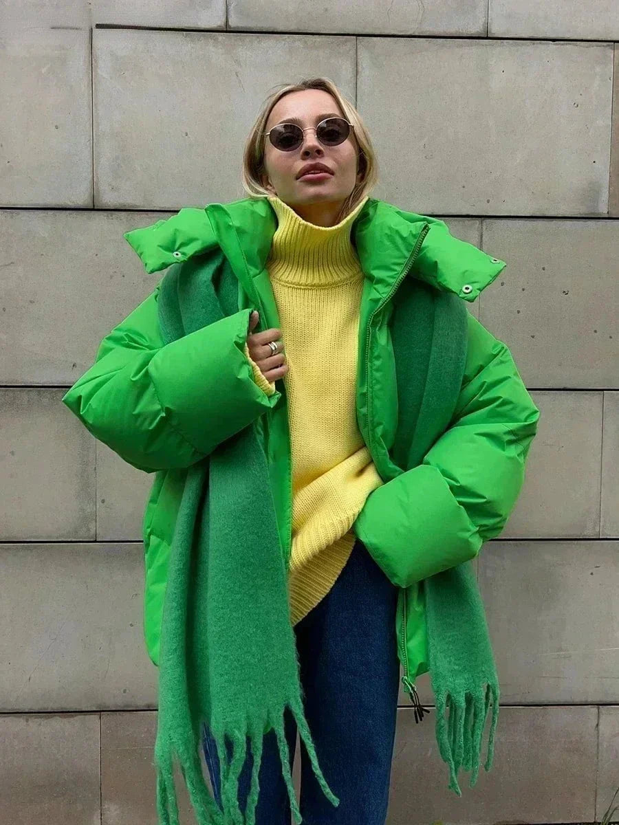 WW | Oversized Down Jacket with Hood Comfortable Warm and Trendy