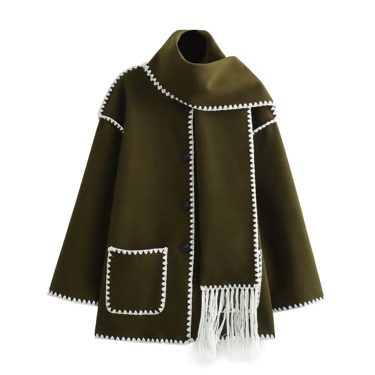 WW | Coat Cape with Integrated Scarf Elegance Warmth and Comfort