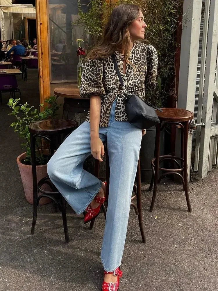 WW | Kurze Leopardenjacke mit Puffärmeln schick und trendy