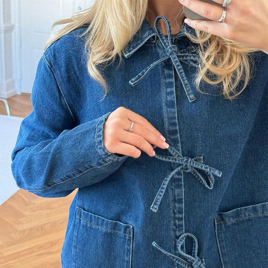 WW | Oversized Jeansjacke mit Knotenverschluss im lässigen und originellen Stil