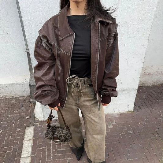 WW | Oversize Jacke Damen Lederlook & Urban Style Trend-Look