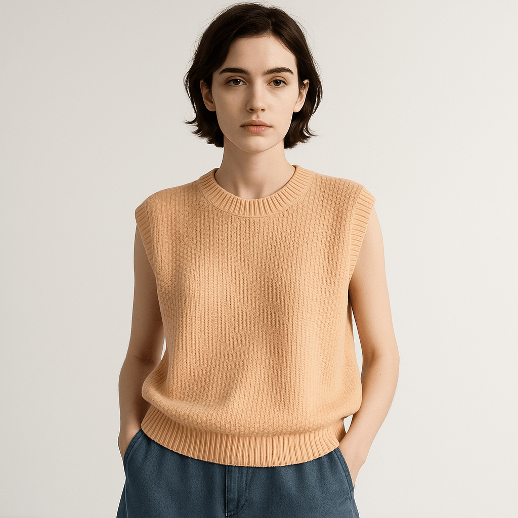 WW | Sleeveless Sweater Twisted Stitches Acrylic Elegant Casual
