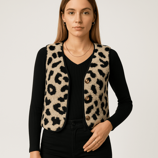 WW | Weste ohne Ärmel Leopard Sanft & Stilvoll Wild Touch