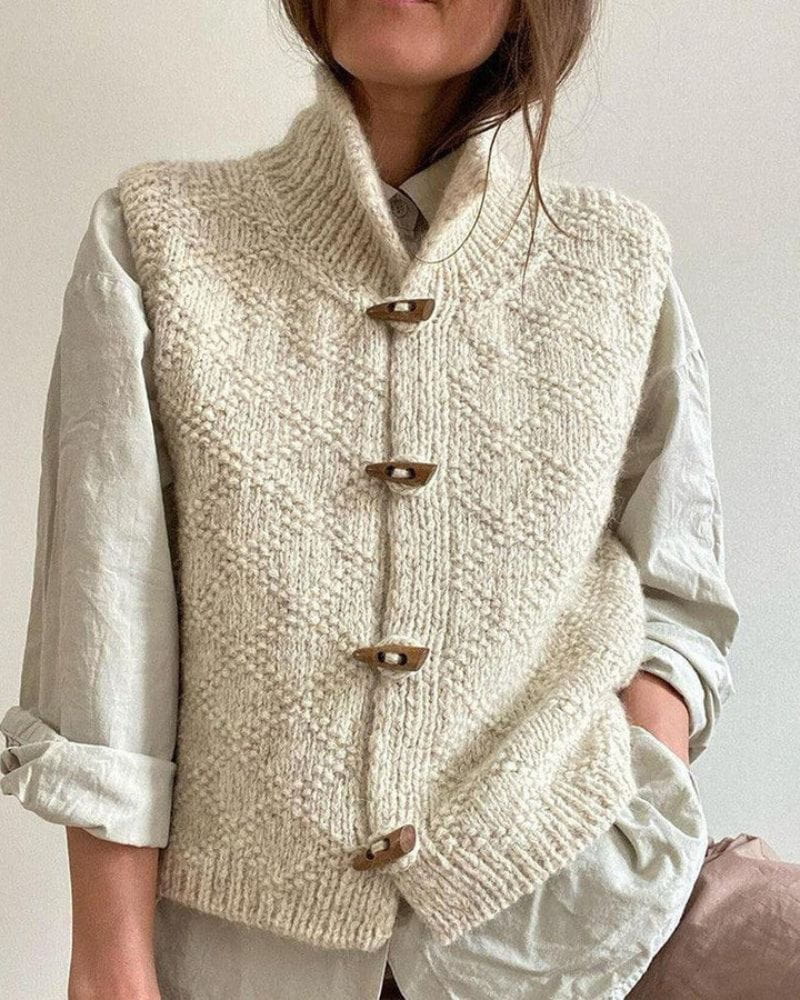 WW | Gestrickte Weste Holzknöpfe Authentischer und Wärmender Stil