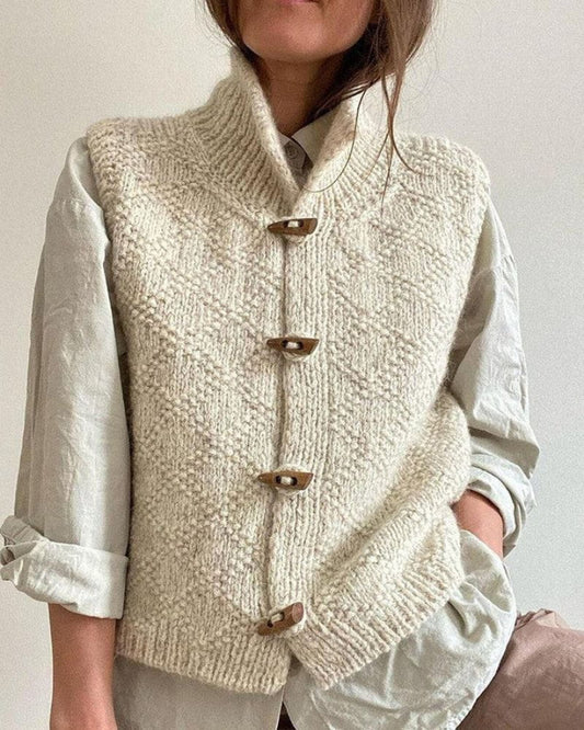 WW | Knitted Vest Wooden Buttons Authentic and Warming Style