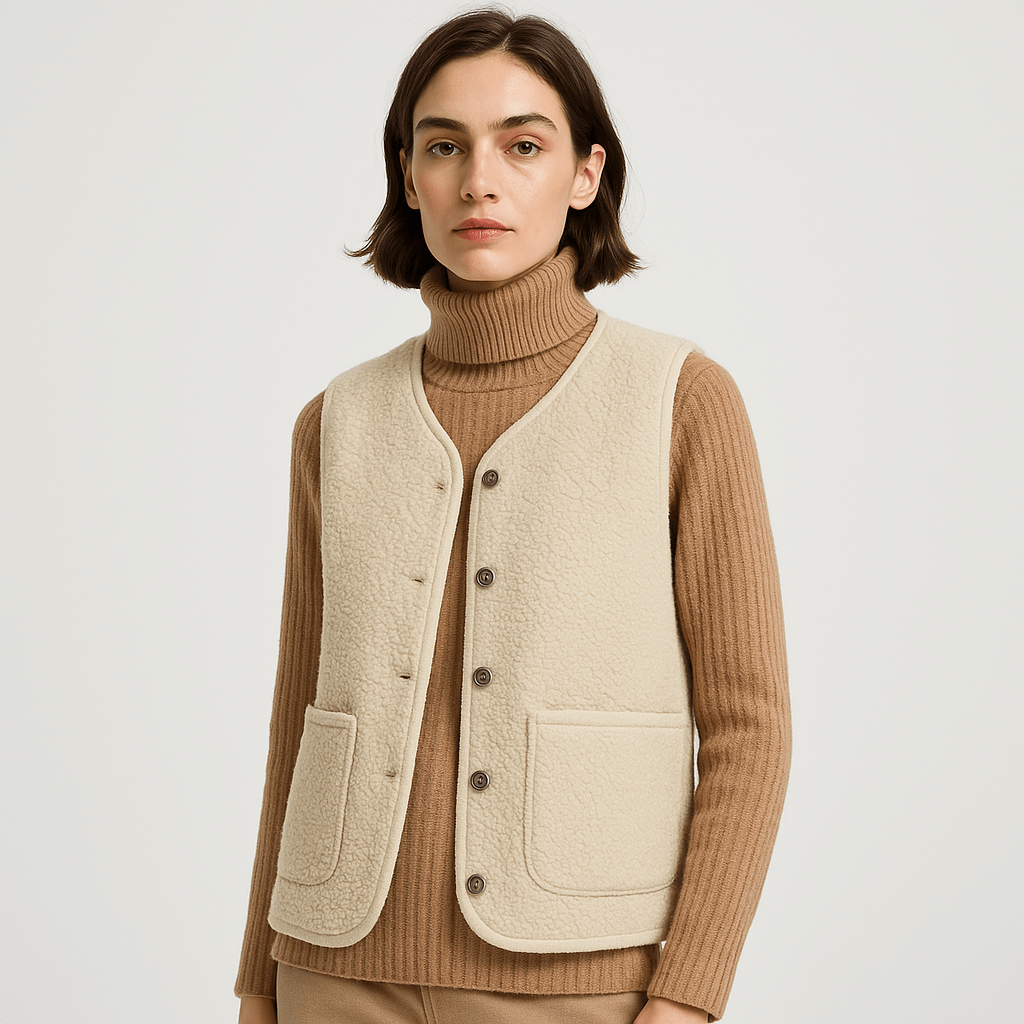 WW | Sherpa Sleeveless Vest Off-White Comfortable and Casual