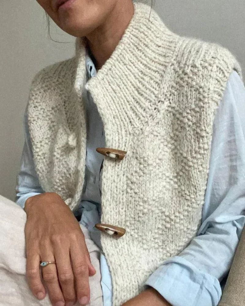 WW | Gestrickte Weste Holzknöpfe Authentischer und Wärmender Stil