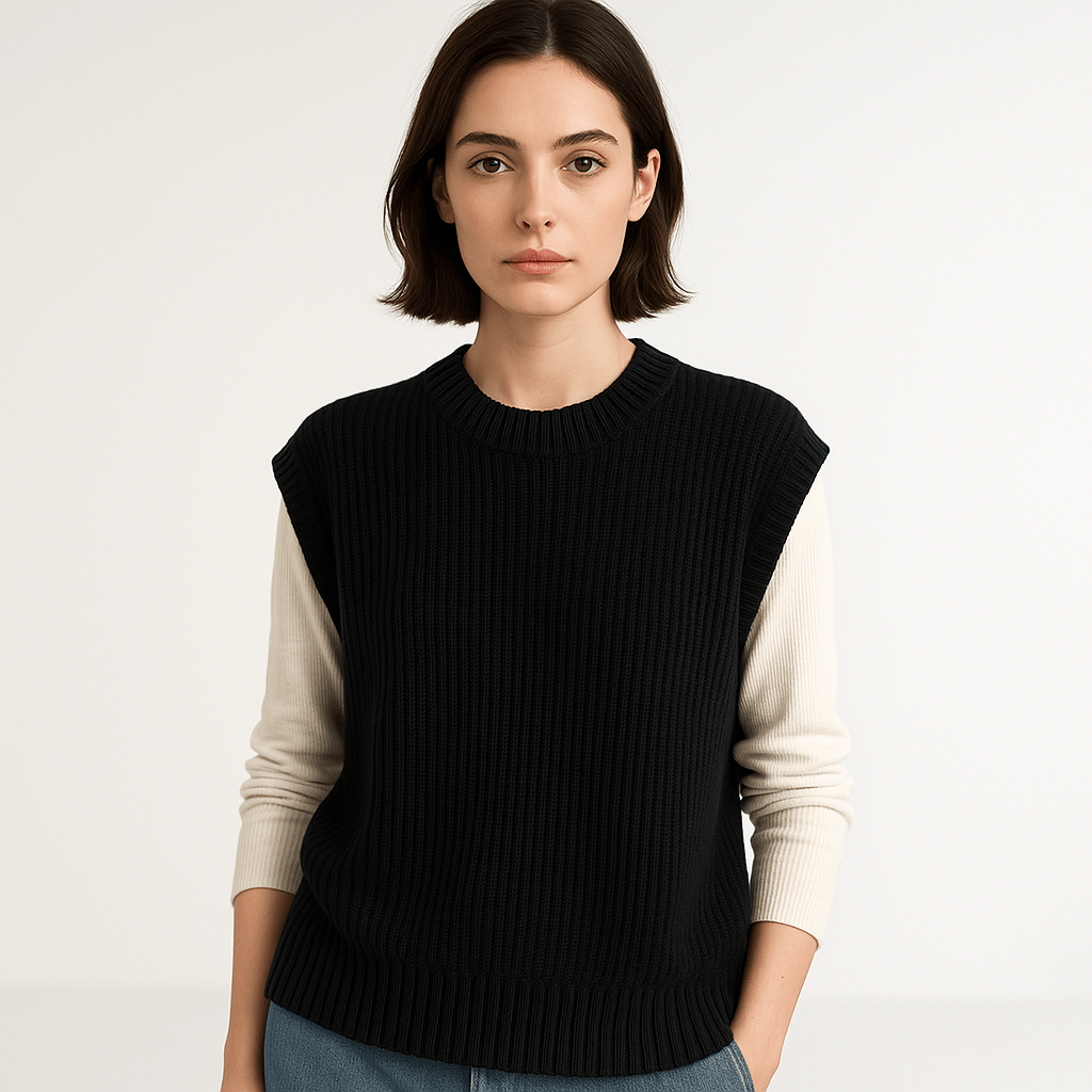 WW | Sleeveless Sweater Twisted Stitches Acrylic Elegant Casual