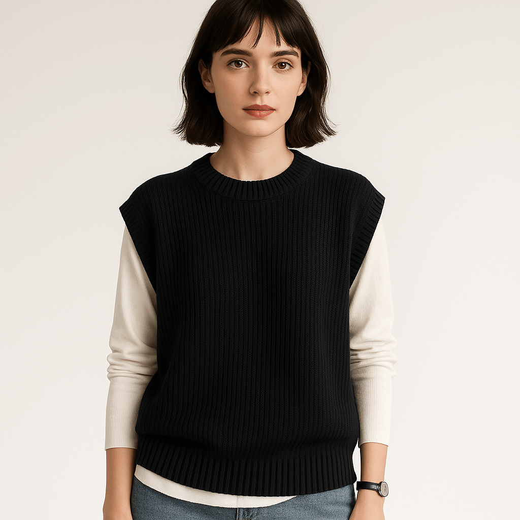 WW | Sleeveless Sweater Twisted Stitches Acrylic Elegant Casual