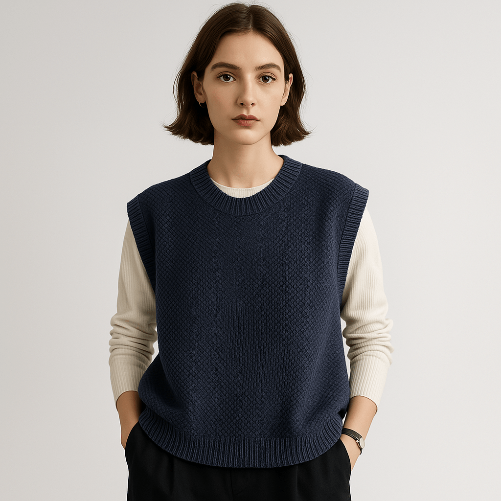 WW | Sleeveless Sweater Twisted Stitches Acrylic Elegant Casual
