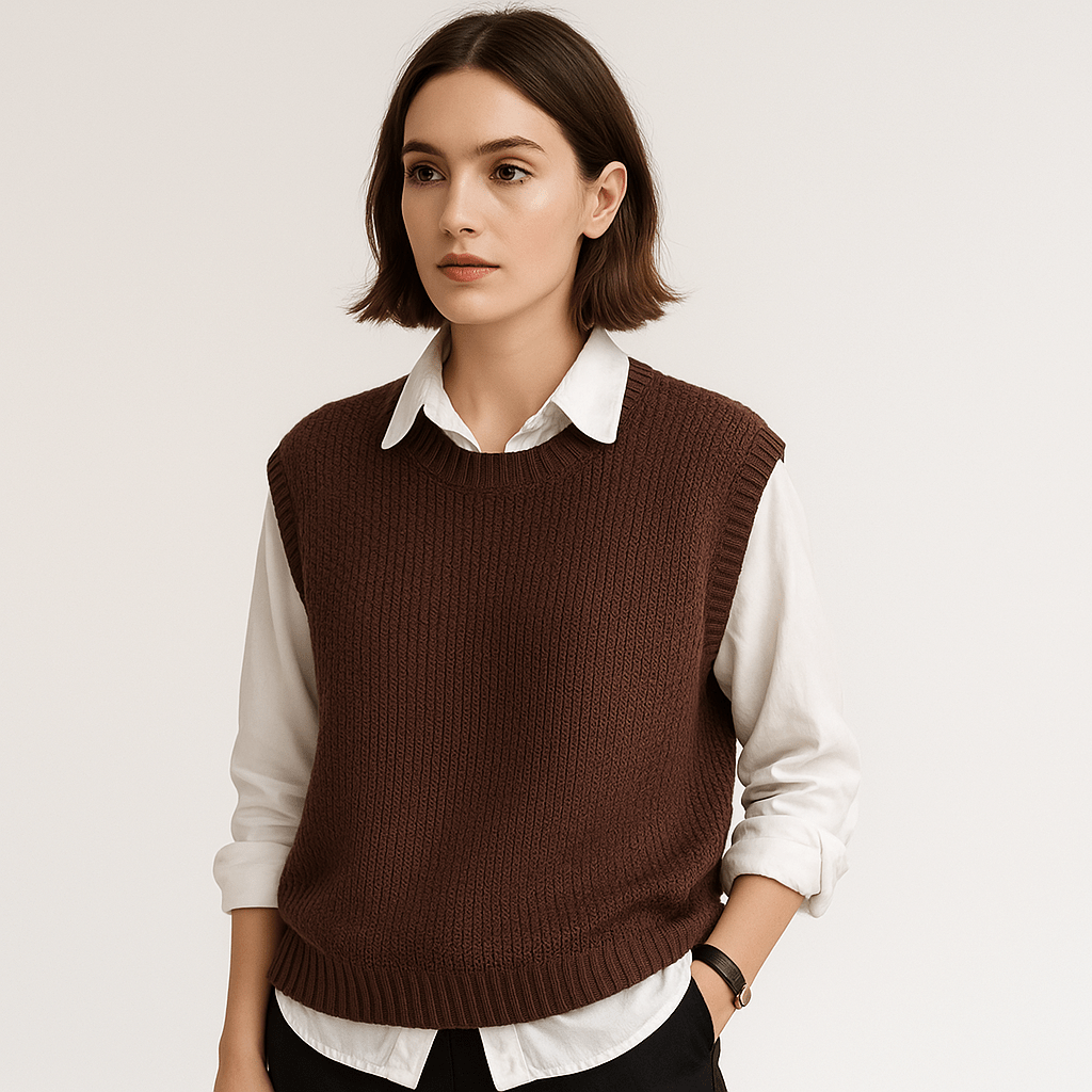 WW | Sleeveless Sweater Twisted Stitches Acrylic Elegant Casual