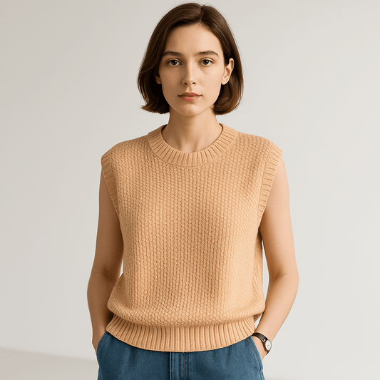 WW | Pullover ohne Ärmel gedrehte Maschen Acryl Eleganz Lässig