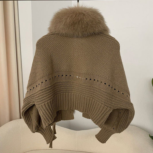 WW | Strickweste mit Kunstpelzkragen Eleganz & Wärme Feminine und Raffinierte