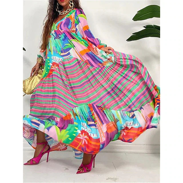 WW | Kaleidoscope Elegance Long Sleeve Dress