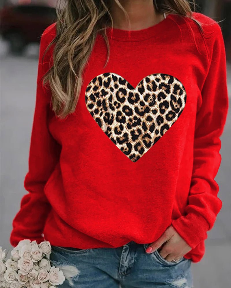 WW | Sweater with leopard heart pattern