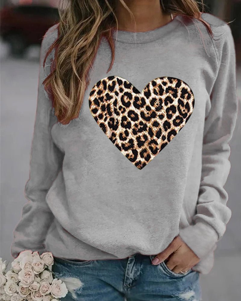 WW | Sweater with leopard heart pattern