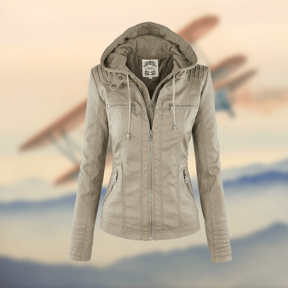 WW | Lederjacke mit Kapuze