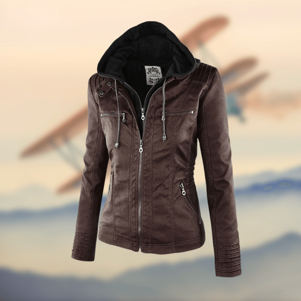 WW | Lederjacke mit Kapuze