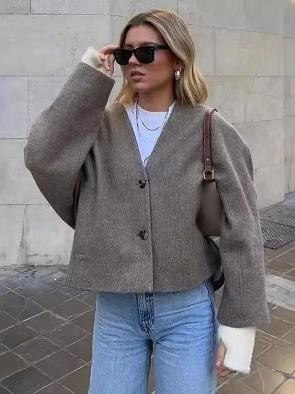 WW | Kurze knopffrontige Taschenjacke