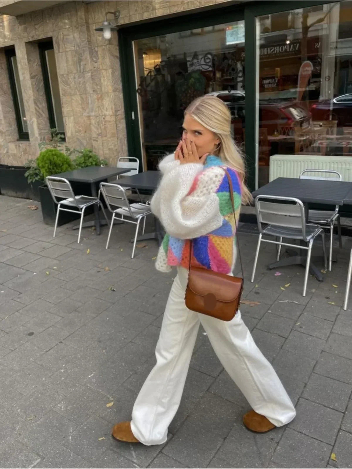 WW | Strick Geometrische Patchworkjacke
