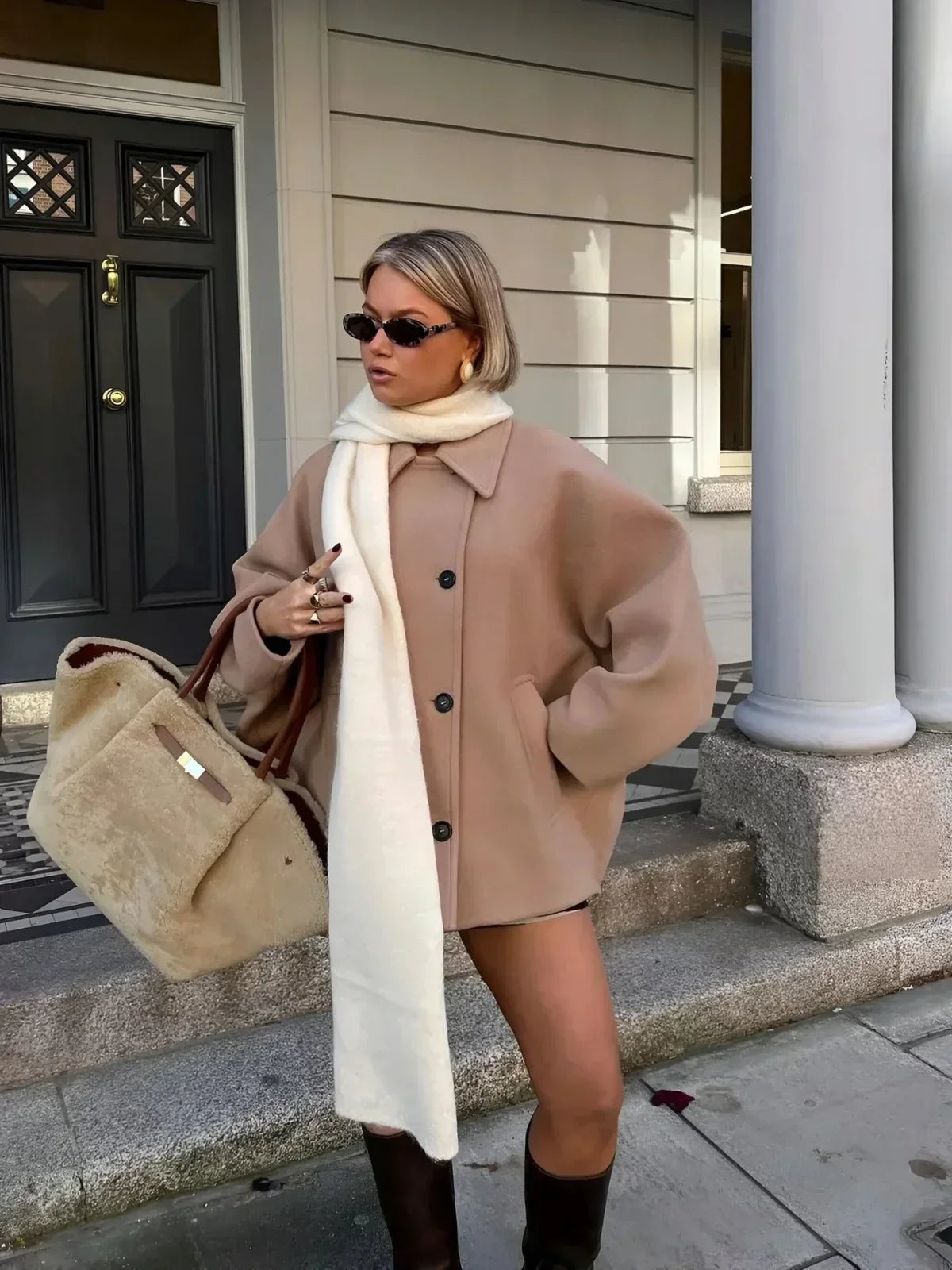 WW | Umlegekragen Wolljacke