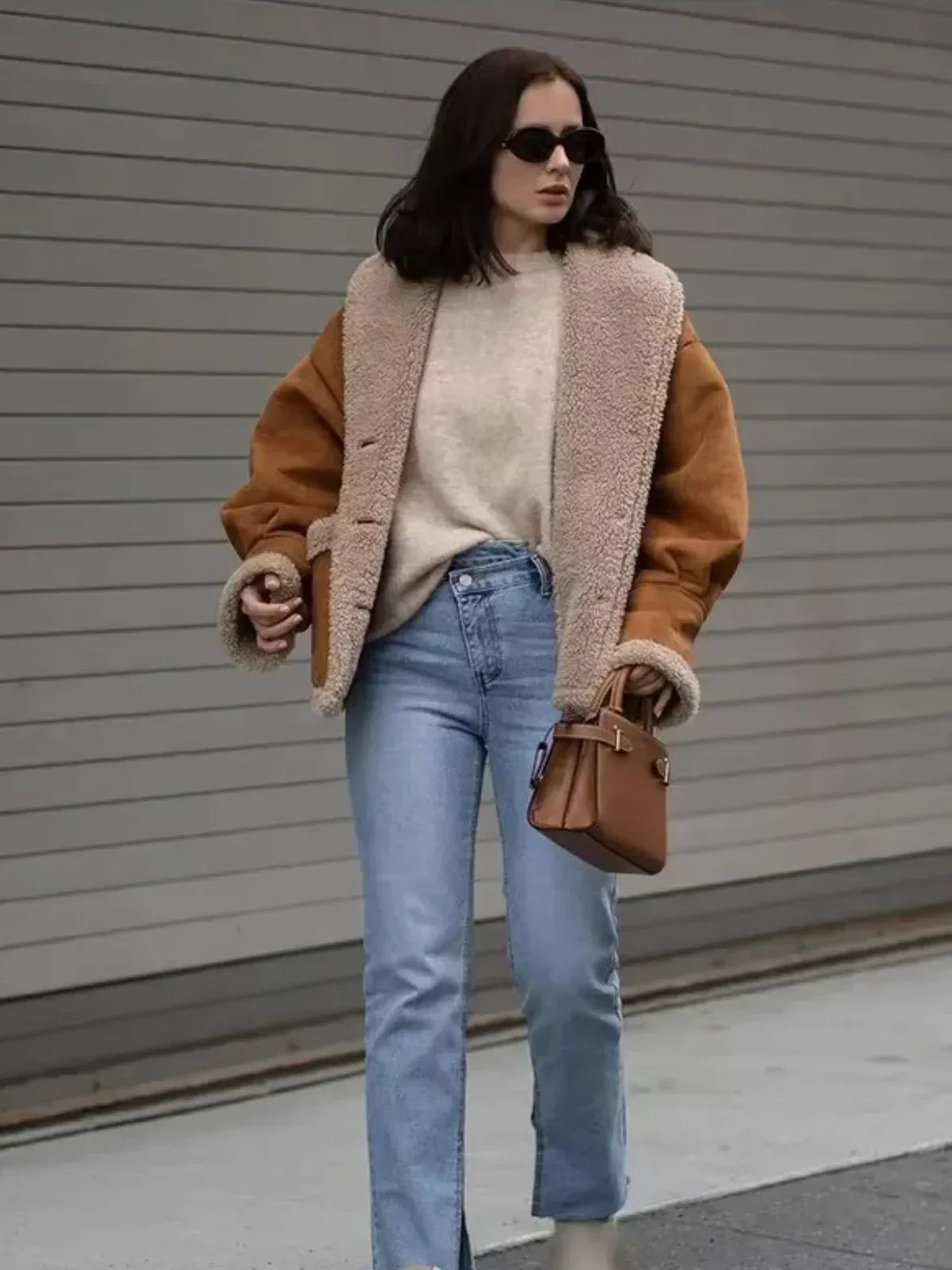 WW | Sherpa-gefütterte Kunstlederjacke