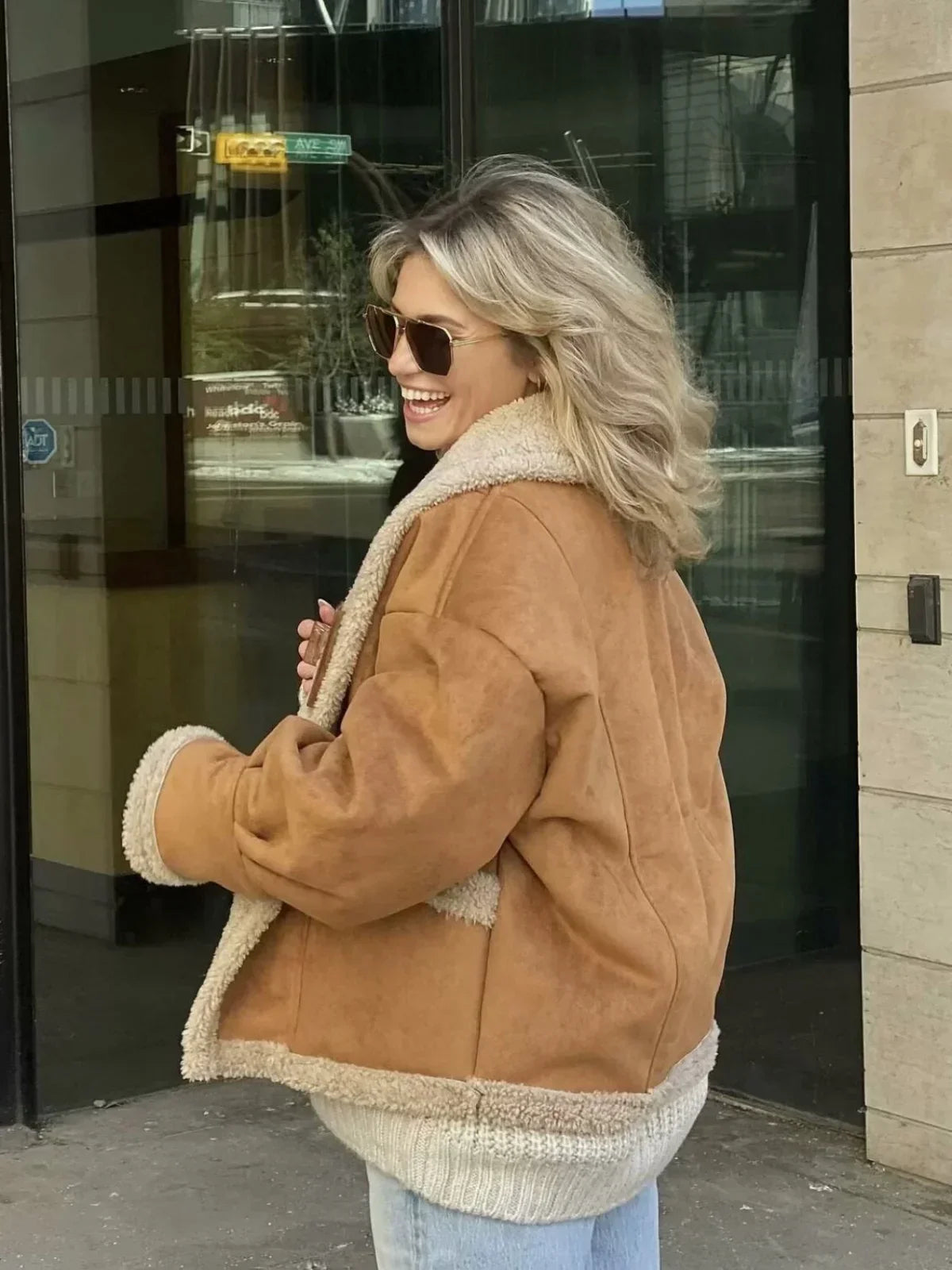 WW | Sherpa-gefütterte Kunstlederjacke