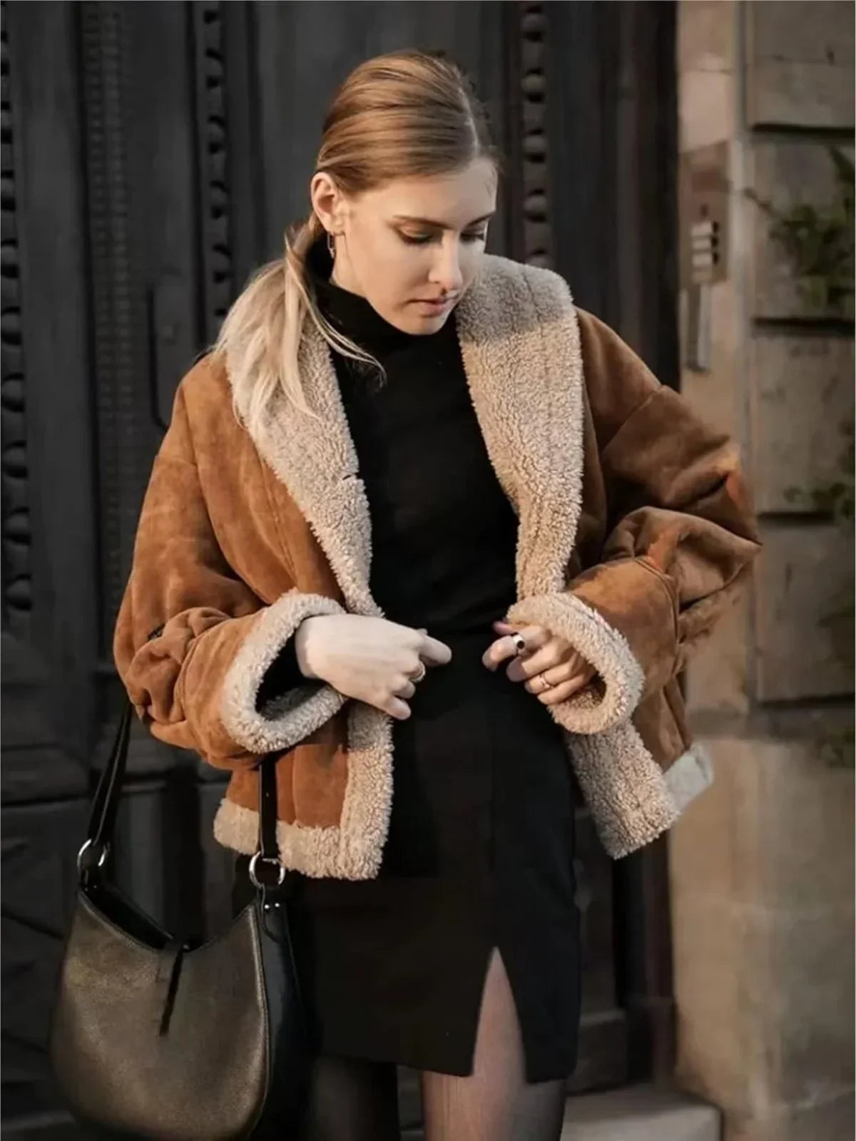 WW | Sherpa-gefütterte Kunstlederjacke