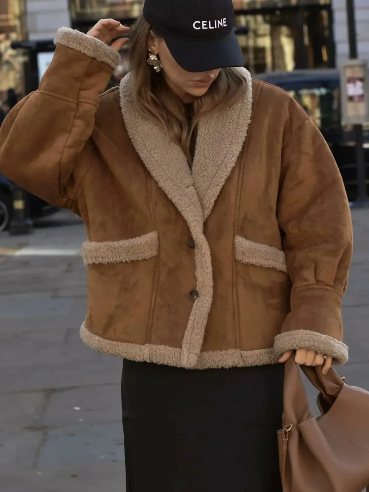 WW | Sherpa-gefütterte Kunstlederjacke