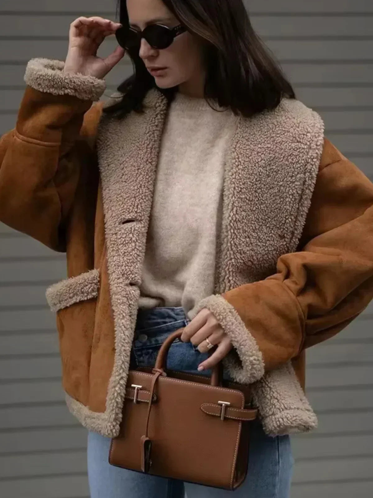 WW | Sherpa-gefütterte Kunstlederjacke