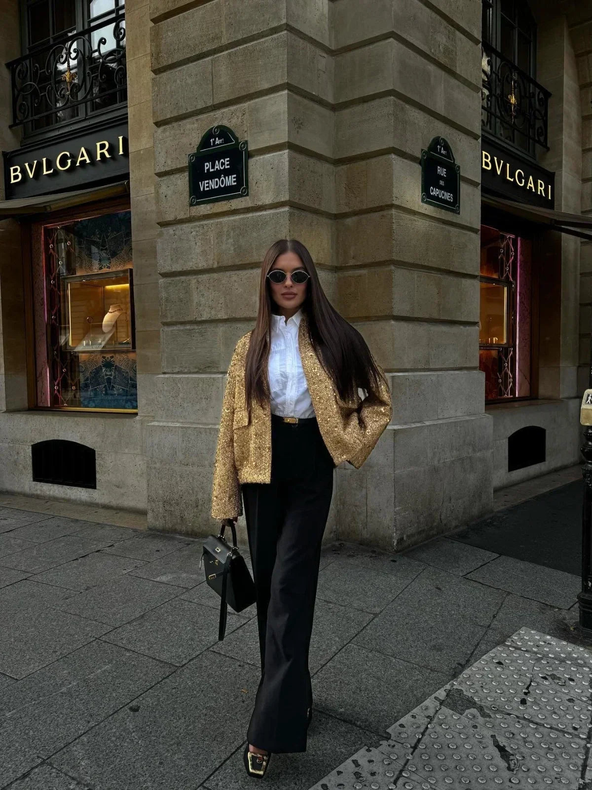 WW | Pailletten Übergroße Statement Jacke