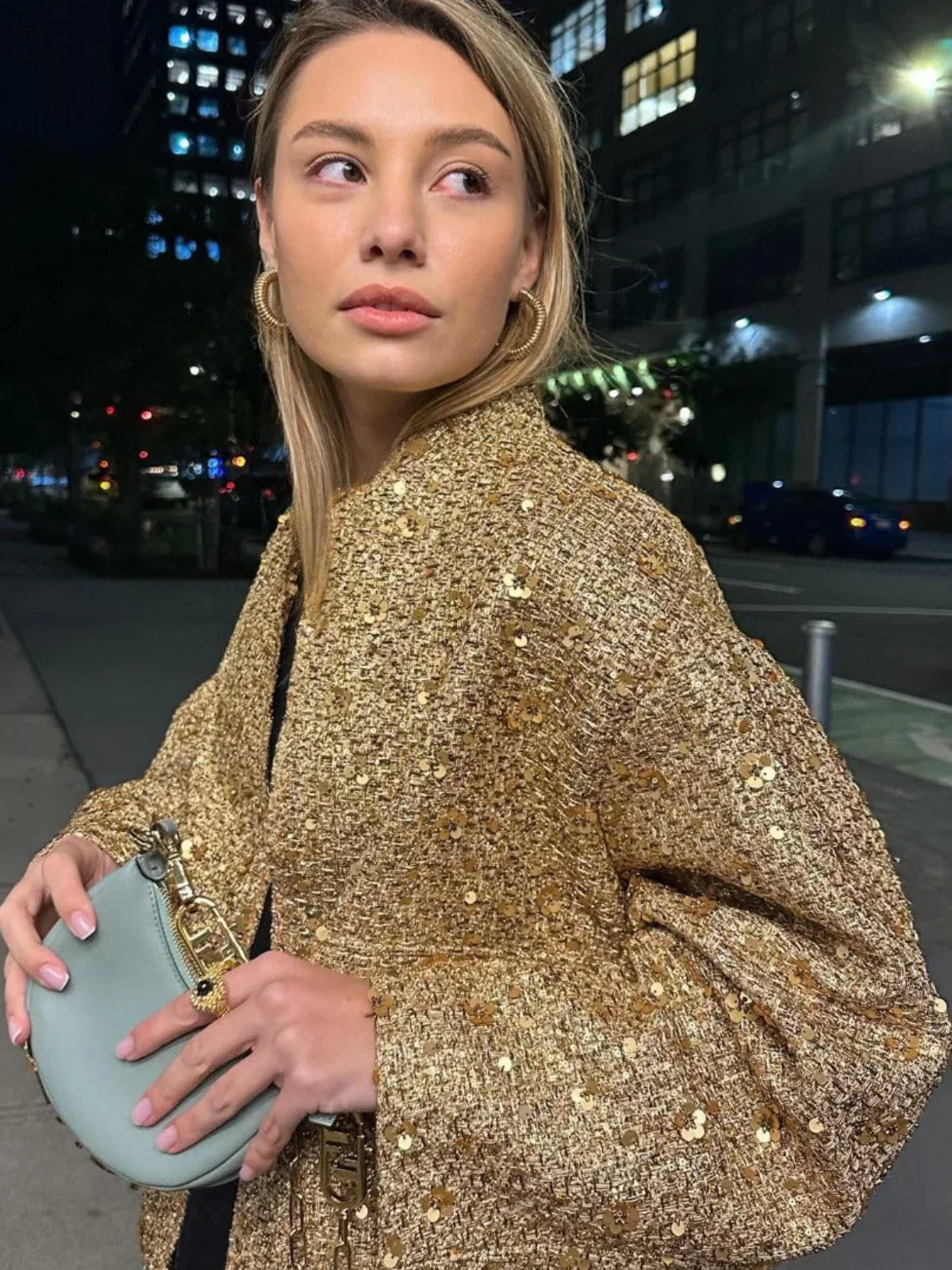 WW | Pailletten Übergroße Statement Jacke
