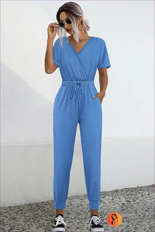 WW | Camo V-Neck Tie-Front Jumpsuit - Effortless Summer Cool