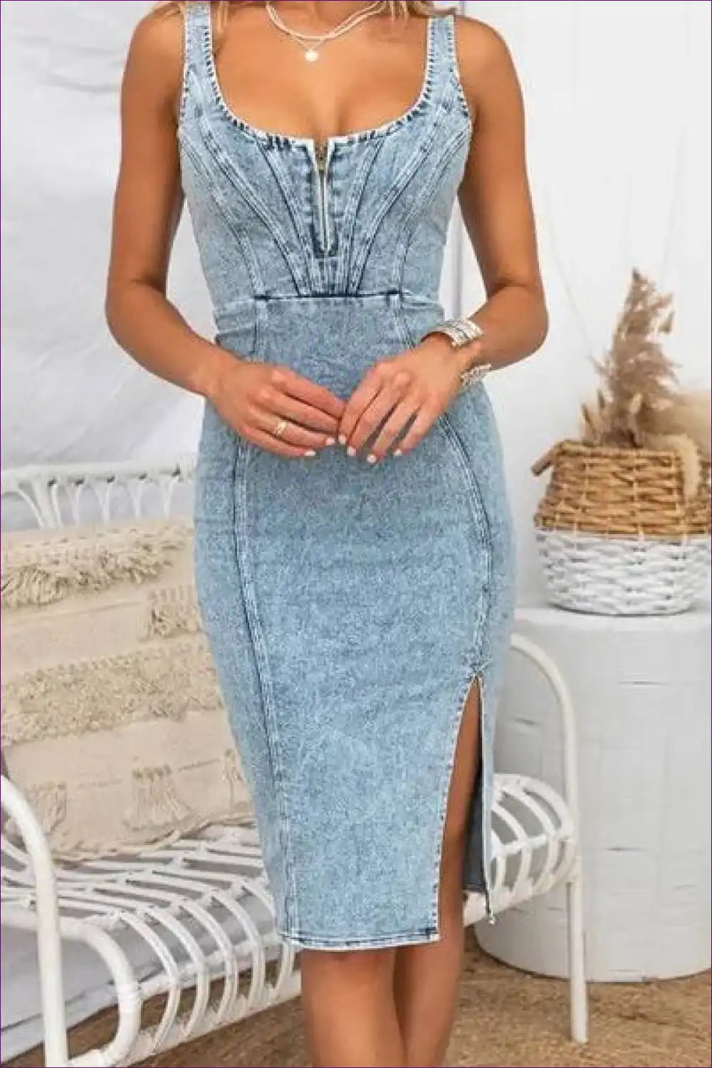 WW | Lässiges Denim-Kleid mit Spaghettiträgern – Sommerchic